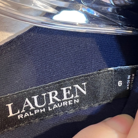 Lauren RL Navy Jersey Lace-Sleeve Dress sz 6 - Picture 9 of 11